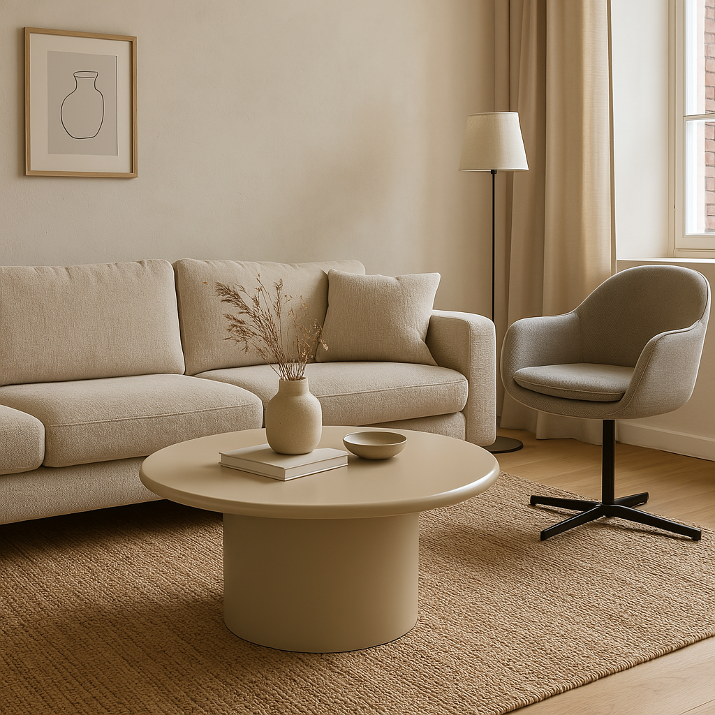 House Nordic - Nagano Salontafel – Rond Design in Zandkleur – Ø80 cm – Hoogte 40 cm